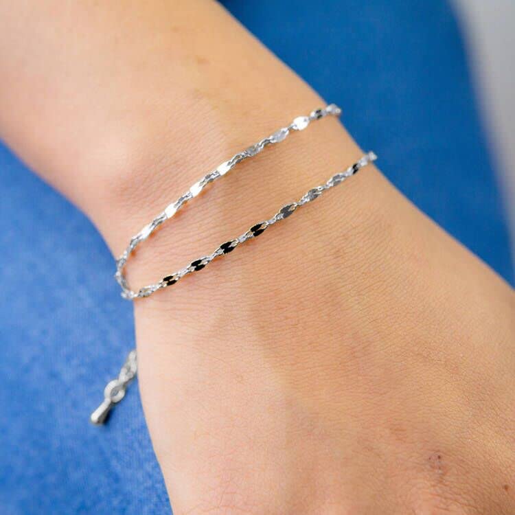 Tasiso Silver Plated Simple Lip Chain Bracelets Delicate Layered Link Bracelets for Women Dainty Layering Bracelet Hand Jewelry - Image 3
